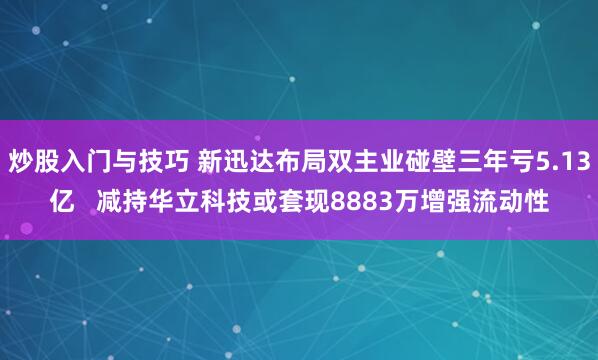 炒股入门与技巧 新迅达布局双主业碰壁三年亏5.13亿   减持华立科技或套现8883万增强流动性